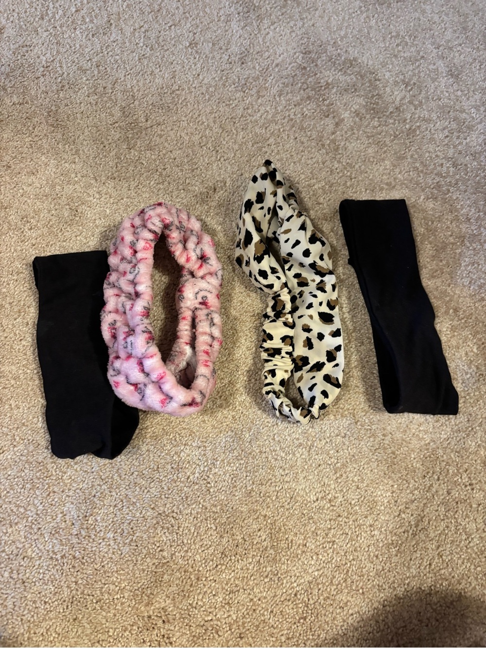 Assorted Women's Headbands and Ear Warmers - Pink Faux Fur & Black Leopard Print
